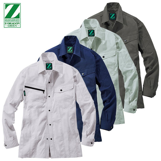 Z-DRAGON 76804 エコ製品静電ストレッチ長袖シャツ【春夏】 JC-76804(オプション表示用)