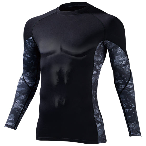 【3枚セット】Z-DRAGON 78164 吸湿発熱 裏起毛 ハイパフォーマンスコンプレッション【ロングスリーブ・長袖】 商品コード:JC-78164-3S 色:ブラック✕ブラックカモフラ(一覧表示用)