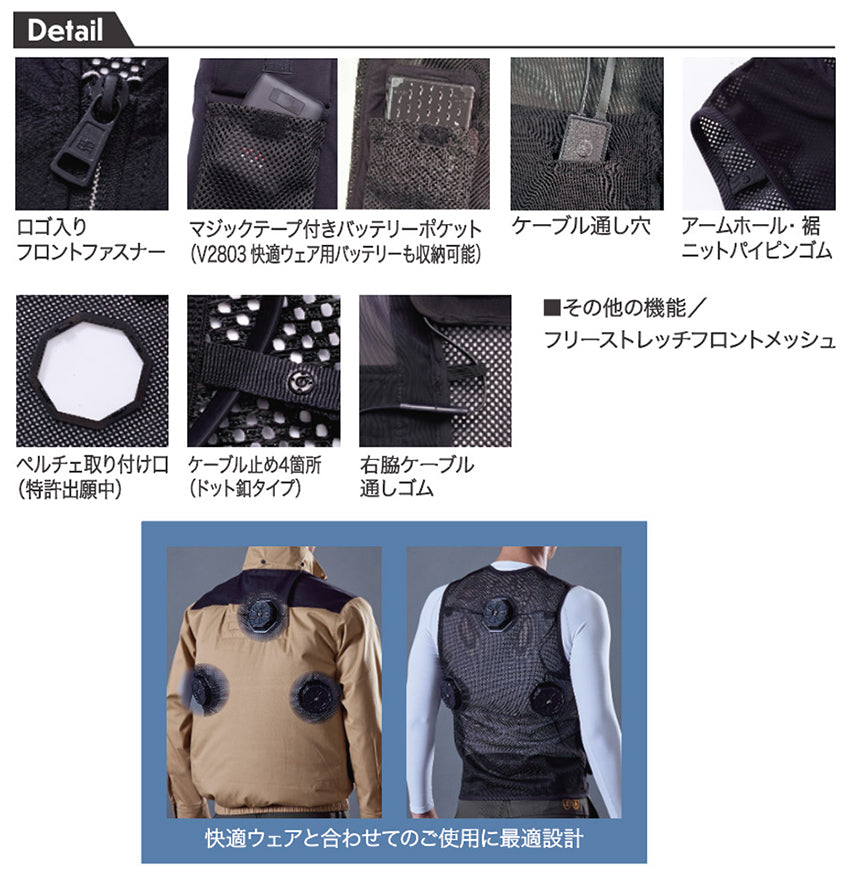 メーカー:MURAKAMIHIHUKU 品名&品番:村上被服 HOOH MH-P339 ペルチェベスト(八角形)【ウエアのみ】 Point説明