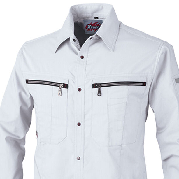 XEBECの長袖シャツ 商品コード:XE-8893 胸ファスナーポケット