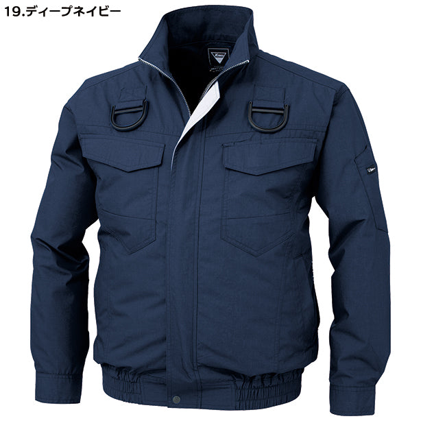 メーカー:XEBEC 品名&品番:XEBEC XE-98101 ハーネス対応遮熱空調服®長袖ブルゾン(オプション表示用) カラー:ディープネイビー
