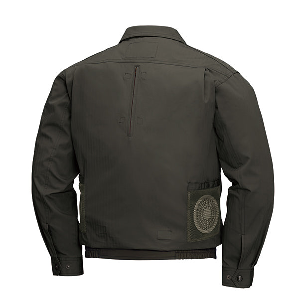 メーカー:XEBEC 品名&品番:現場服 XE-98102 ハーネス対応空調服™長袖ブルゾン【ウエアのみ】 カラー:アーミーグリーン(バックスタイル)