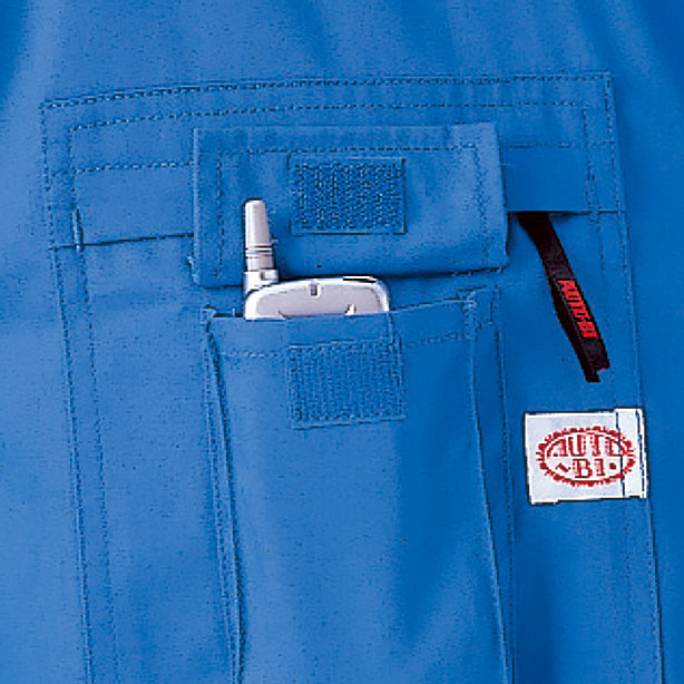 メーカー:YAMADATATSU 品名&品番:AUTO-BI YD-5750 エコ素材プロ仕様つなぎ服 右胸ミニポケット付きフラップポケット