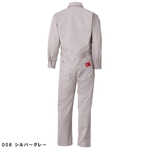 メーカー:YAMADATATSU 品名&品番:AUTO-BI YD-6900 腰割れ式長袖つなぎ服 カラー:シルバーグレー(バックスタイル)