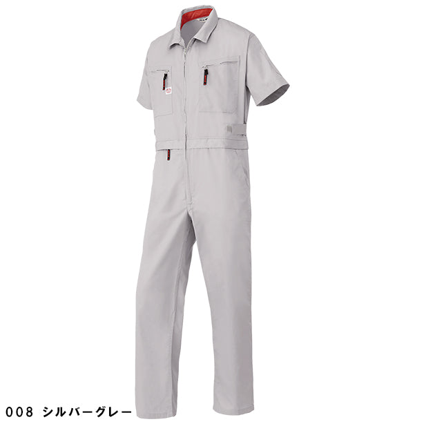 メーカー:YAMADATATSU 品名&品番:AUTO-BI YD-6901 腰割れ式半袖つなぎ服(オプション表示用) カラー:シルバーグレー