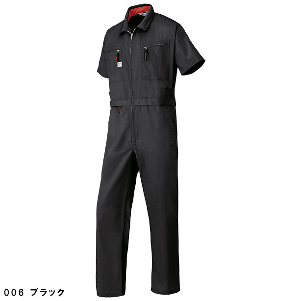 メーカー:YAMADATATSU 品名&品番:AUTO-BI YD-6901 腰割れ式半袖つなぎ服(オプション表示用) カラー:ブラック