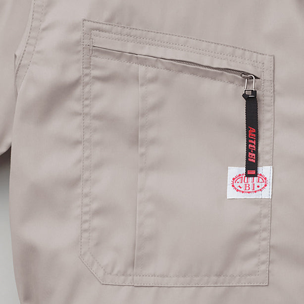 メーカー:YAMADATATSU 品名&品番:AUTO-BI YD-6901 腰割れ式半袖つなぎ服 右胸ポケット(ロゴ入り引手)