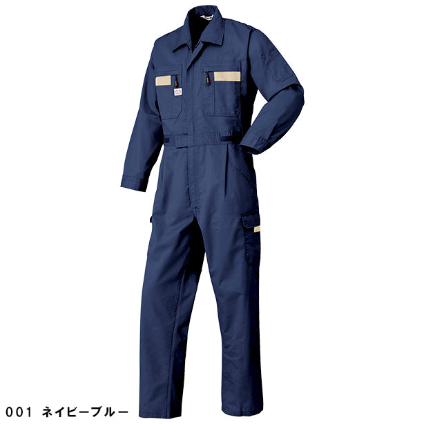 メーカー:YAMADATATSU 品名&品番:AUTO-BI YD-8710 春夏長袖ストライプ調つなぎ服(一覧表示用) カラー:ネイビーブルー