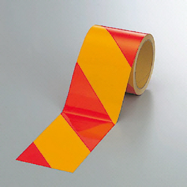 反射トラテープ 赤/黄 90㎜幅×10m