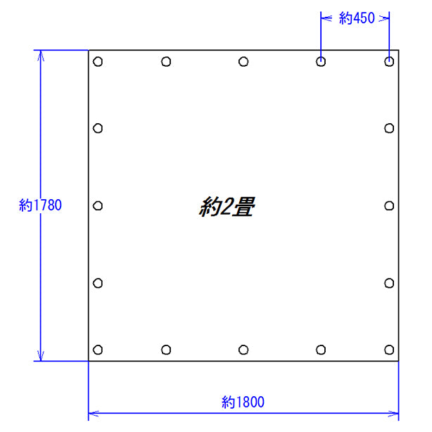糸入り透明シートSET・1.8×1.8mサイズの仕上りは約1.8m×1.78mとなります。（イメージ図あり）