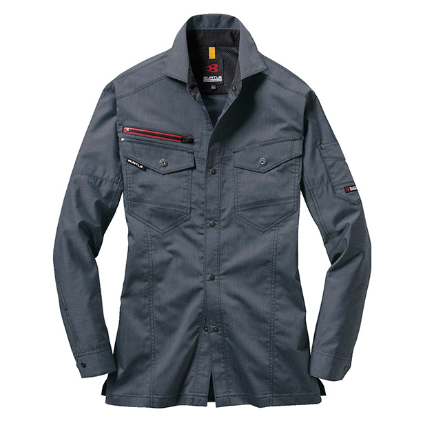 BURTLE　クレイジーストレッチ　7051シリーズ　長袖シャツ【通年】【ユニセックス】 商品コード：BA-7045 色：インディゴ(一覧表示用)