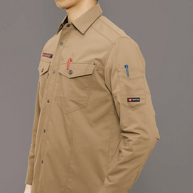 BURTLE　クレイジーストレッチ　7051シリーズ　長袖シャツ【通年】【ユニセックス】 商品コード：BA-7045 左袖ペン差し