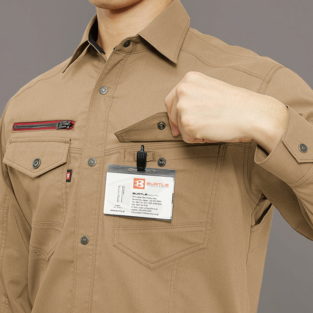 BURTLE　クレイジーストレッチ　7051シリーズ　長袖シャツ【通年】【ユニセックス】 商品コード：BA-7045 左胸ポケットペン差し付