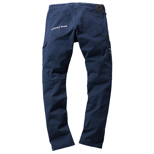 JAWIN 53302 ストレッチデニムノータックカーゴパンツ【秋冬】 商品コード：JC-53302 色：ネービー(オプション表示用)バックスタイル