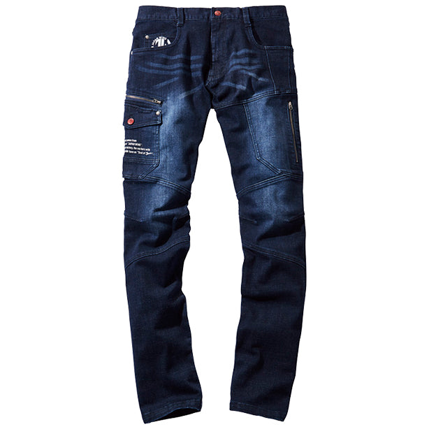 JAWIN 53002 ストレッチデニムノータックカーゴパンツ【秋冬】 商品コード：JC-53002 色：インディゴ(一覧表示用)