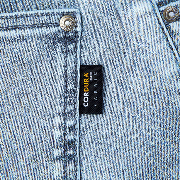 JAWIN 53002 ストレッチデニムノータックカーゴパンツ【秋冬】 商品コード：JC-53002 ワンポイント（コーデュラ®）