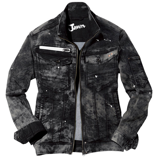 JAWIN 52900 ストレッチデニムジャンパー【秋冬】 商品コード：JC-52900 色：ブラックブリーチ(一覧表示用)