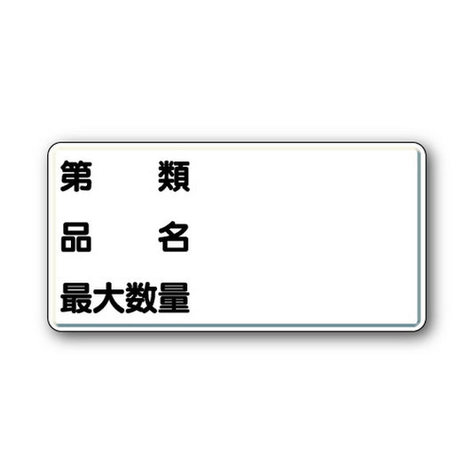 危険物標識　第類・品名・最大数量　横型
