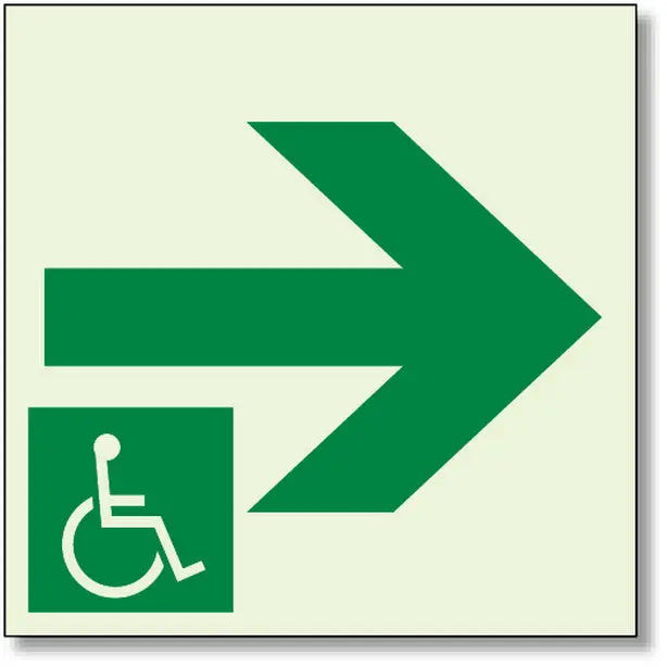 一時避難エリア通路標識 右矢印 130角