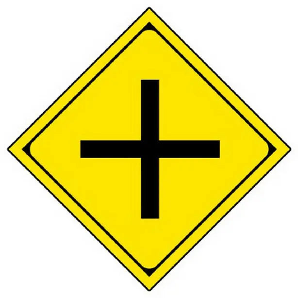 警戒標識 201-A +型道路交差点