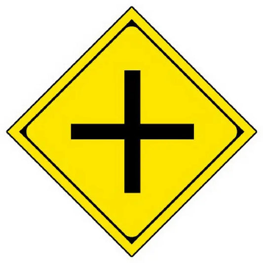 警戒標識 201-A +型道路交差点