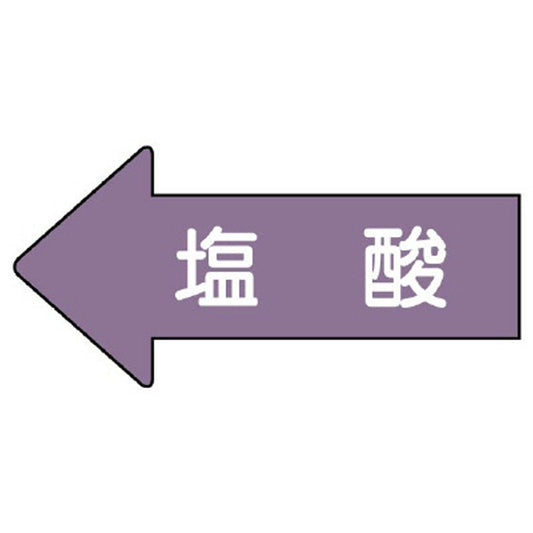 配管ステッカー 左方向表示 塩酸