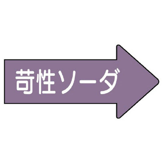 配管ステッカー 右方向表示 苛性ソーダ