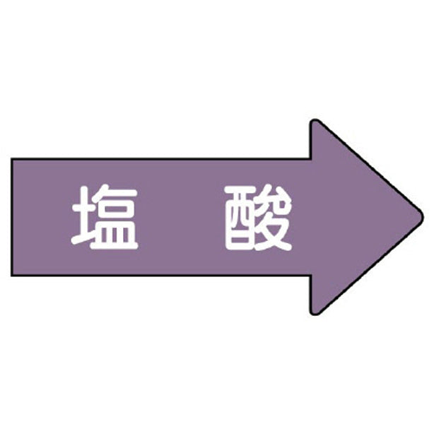 配管ステッカー 右方向表示 塩酸