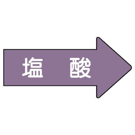 配管ステッカー 右方向表示 塩酸