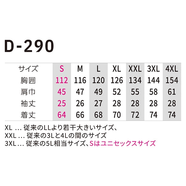 メーカー:CO_COS 品名&品番:Dickies CC-D-290 日傘遮熱®半袖ブルゾンコンプリートセット サイズ表