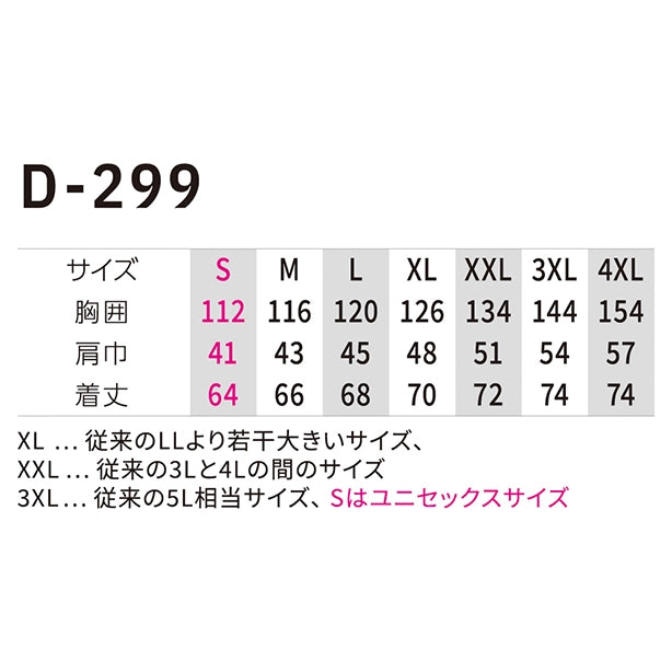 メーカー:CO_COS 品名&品番:Dickies CC-D-299 日傘遮熱®ベストコンプリートセット サイズ表