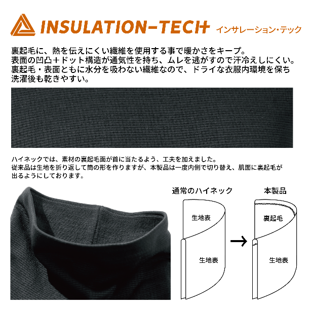 メーカー:ALTCO 品名&品番:ALPHAFORCE ALT-22AW002 ドライウォームニットハイネックコンプレッション Point説明