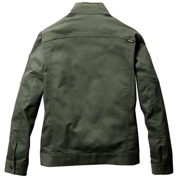 メーカー:BURTLE 品名&品番:BURTLE BTL-5021 ジャケット【ユニセックス】 カラー：ミルスグリーン(バックスタイル)