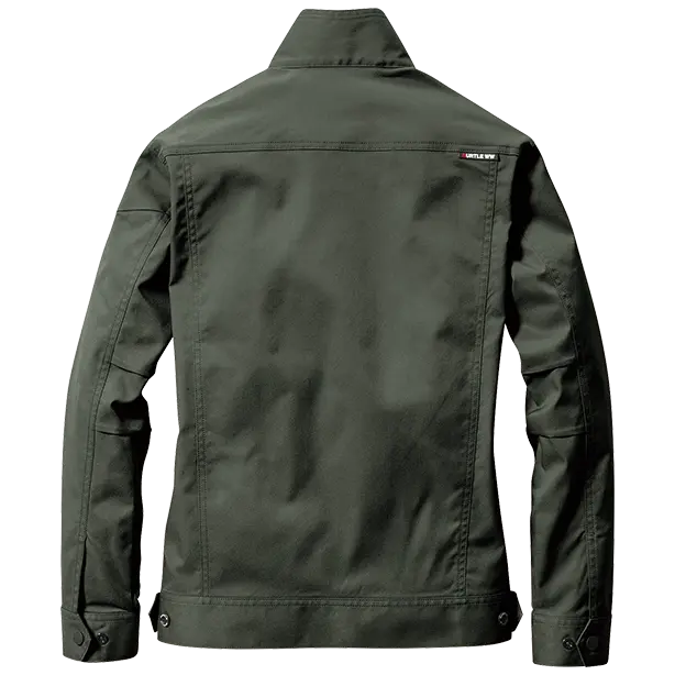 メーカー:BURTLE 品名&品番:BURTLE BTL-6201 ジャケット【ユニセックス】 カラー：ミルスグリーン(バックスタイル)