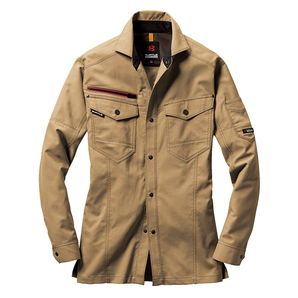 メーカー:BURTLE 品名&品番:BURTLE BTL-7045 長袖シャツ【ユニセックス】(一覧表示用)  カラー：カーキ