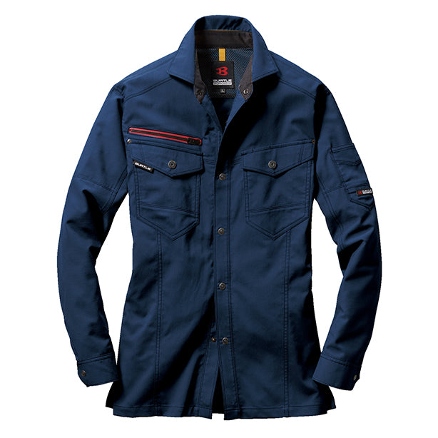 メーカー:BURTLE 品名&品番:BURTLE BTL-7045 長袖シャツ【ユニセックス】(オプション表示用)  カラー：ネイビー