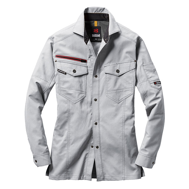 メーカー:BURTLE 品名&品番:BURTLE BTL-7045 長袖シャツ【ユニセックス】(一覧表示用)  カラー：シルバー