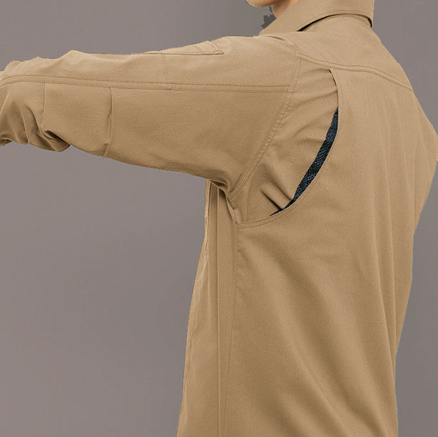 メーカー:BURTLE 品名&品番:BURTLE BTL-7045 長袖シャツ【ユニセックス】 背面メッシュプリーツ加工