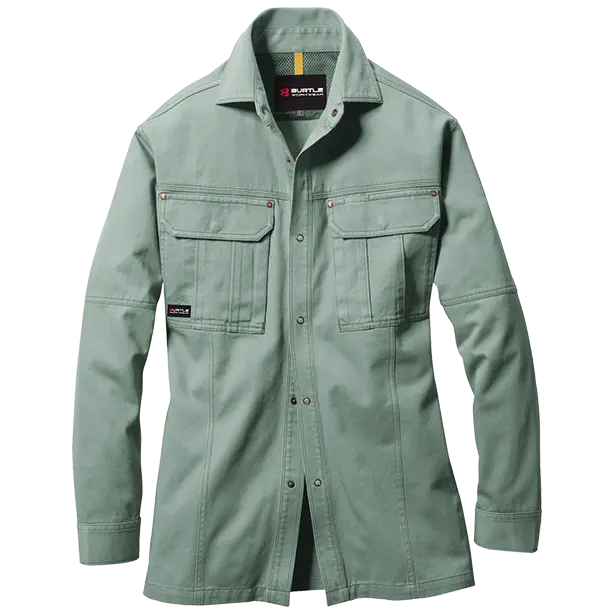 メーカー:BURTLE 品名&品番:BURTLE BTL-8035 長袖シャツ【ユニセックス】(一覧表示用)  カラー：アースグリーン