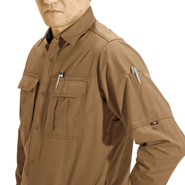 メーカー:BURTLE 品名&品番:BURTLE BTL-8035 長袖シャツ【ユニセックス】 左袖ペン差し