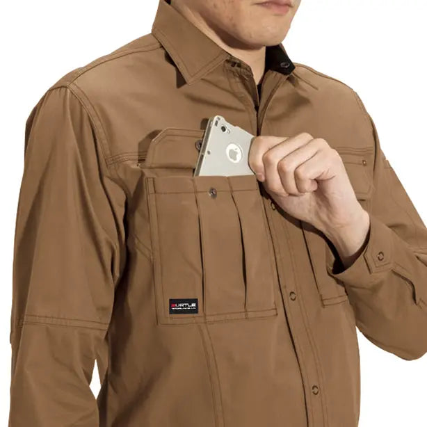 メーカー:BURTLE 品名&品番:BURTLE BTL-8035 長袖シャツ【ユニセックス】 スマホポケット