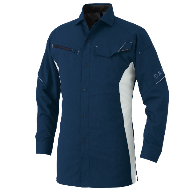 メーカー:CO_COS 品名&品番:CO-COS CC-AE-8098 秋冬SDGsサステナブル長袖シャツ【通年】(オプション表示用)  カラー:ネイビー