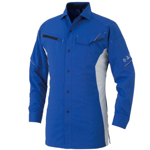 メーカー:CO_COS 品名&品番:CO-COS CC-AE-8098 秋冬SDGsサステナブル長袖シャツ【通年】(オプション表示用)  カラー:ブルー