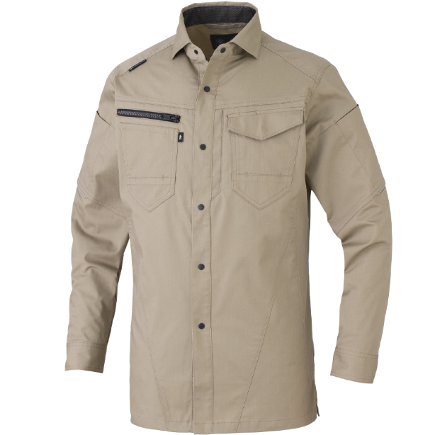 メーカー:CO_COS 品名&品番:CO-COS CC-AG-3088 秋冬ストレッチ長袖シャツ ANDARESCHIETTI×GLADIATOR【通年】(一覧表示用)  カラー:キャメル