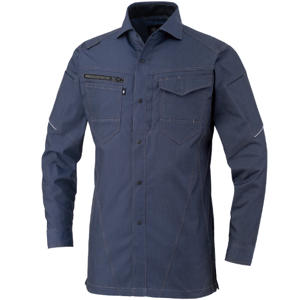 メーカー:CO_COS 品名&品番:CO-COS CC-AG-3088 秋冬ストレッチ長袖シャツ ANDARESCHIETTI×GLADIATOR【通年】(一覧表示用)  カラー:インディゴ