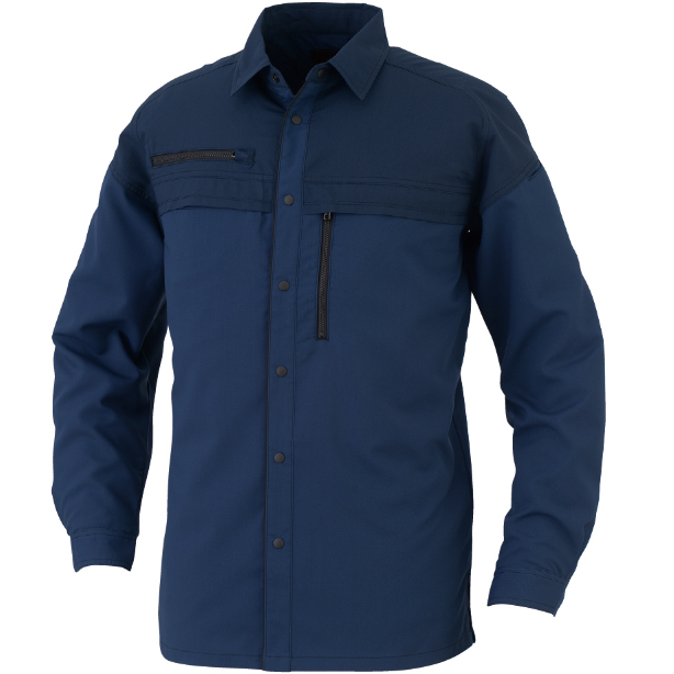 メーカー:CO_COS 品名&品番:CO-COS CC-MB25008 秋冬多機能×エコ長袖シャツ MONBALENO【通年】(オプション表示用)  カラー:ブルー×ネイビー