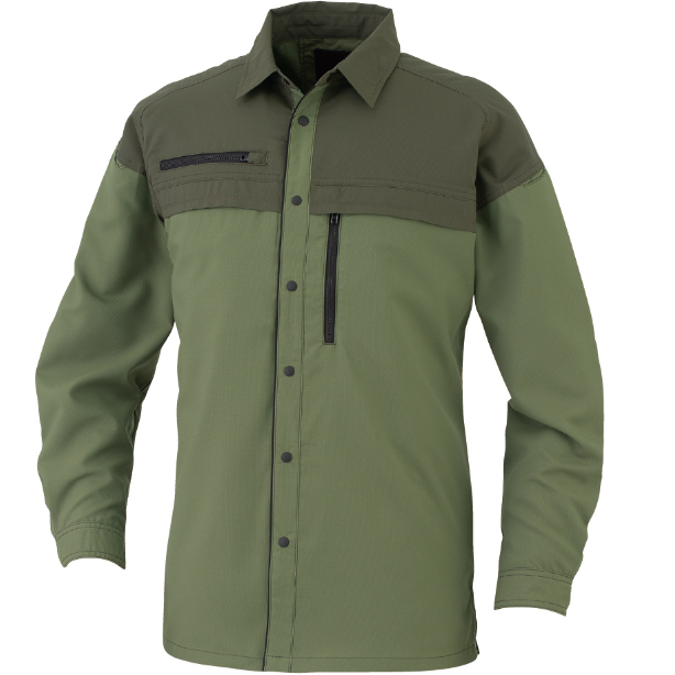 メーカー:CO_COS 品名&品番:CO-COS CC-MB25008 秋冬多機能×エコ長袖シャツ MONBALENO【通年】(オプション表示用)  カラー:グリーン×アーミー