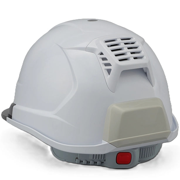 メーカー:TOYO SAFETY 品名&品番:TOYO SAFETY WINDY HELMET 送風機内蔵ヘルメット【バッテリーパック付き】 カラー:スモーク(バックスタイル)