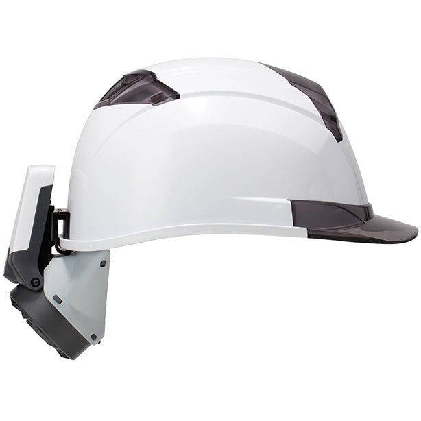 メーカー:TOYO SAFETY 品名&品番:TOYO SAFETY WINDY Ⅴ ヘルメット取付式送風機 【バッテリーパック付き】 ヘルメット(側面)