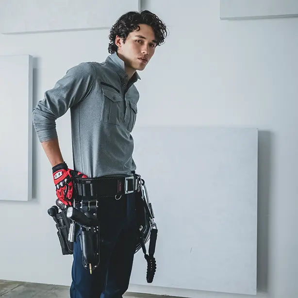 メーカー:BURTLE 品名&品番:BURTLE BTL-705 長袖シャツ【ユニセックス】 着用イメージ（男性）